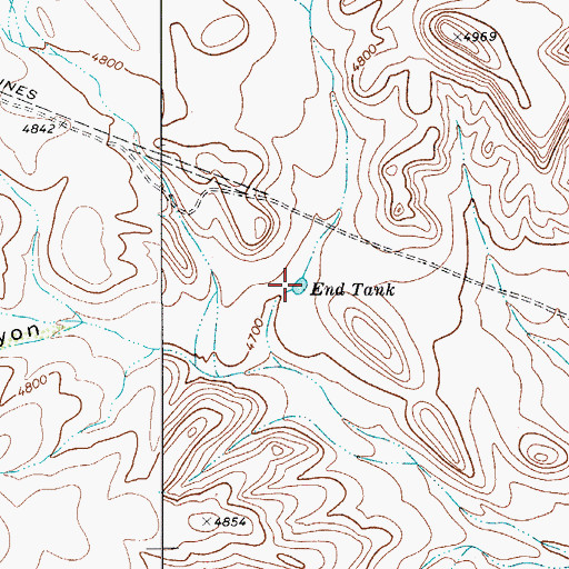 Topographic Map of End Tank, TX