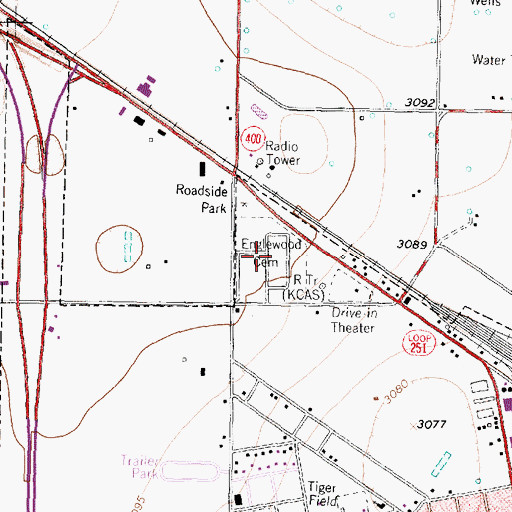 Topographic Map of Englewood Cemetery, TX