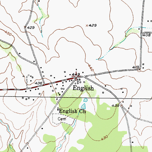 Topographic Map of English, TX