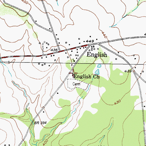 Topographic Map of English Church, TX