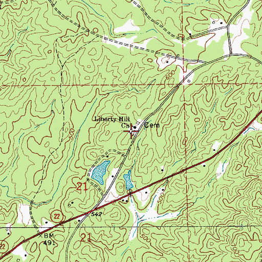 Topographic Map of Liberty Hill Cemetery, AL