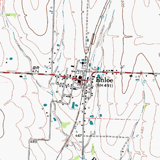 Topographic Map of Enloe, TX