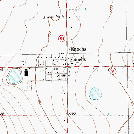 Topographic Map of Enochs, TX