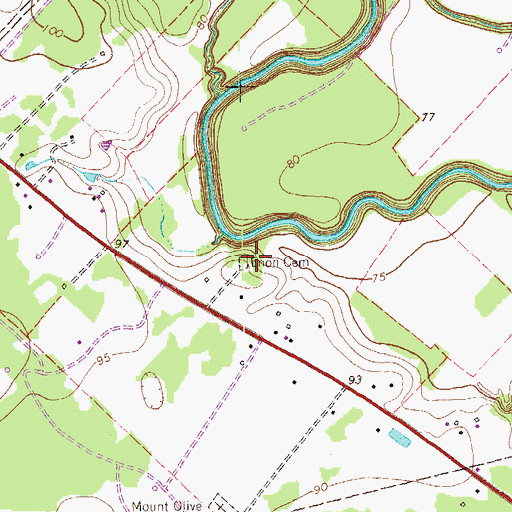 Topographic Map of Enon Cemetery, TX
