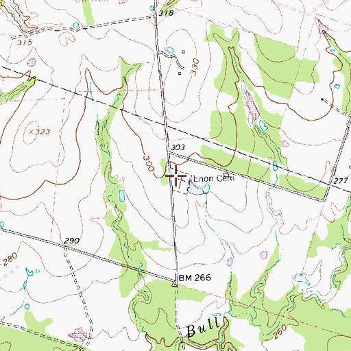 Topographic Map of Enon Cemetery, TX