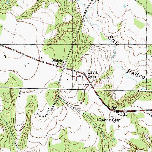 Topographic Map of Enon Cemetery, TX