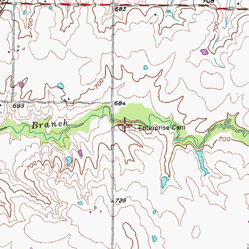 Topographic Map of Enterprise Cemetery, TX