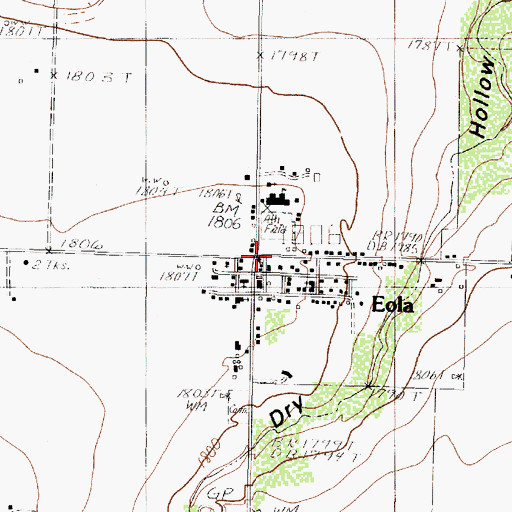 Topographic Map of Eola, TX
