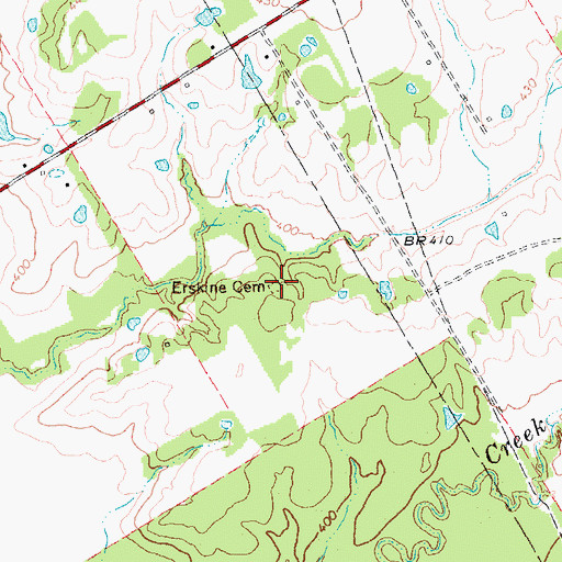 Topographic Map of Erskine Cemetery, TX