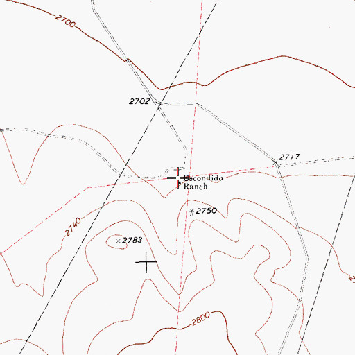 Topographic Map of Escondido Ranch, TX