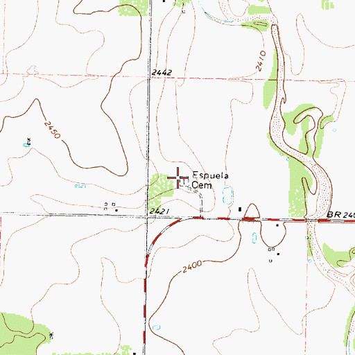 Topographic Map of Espuela Cemetery, TX