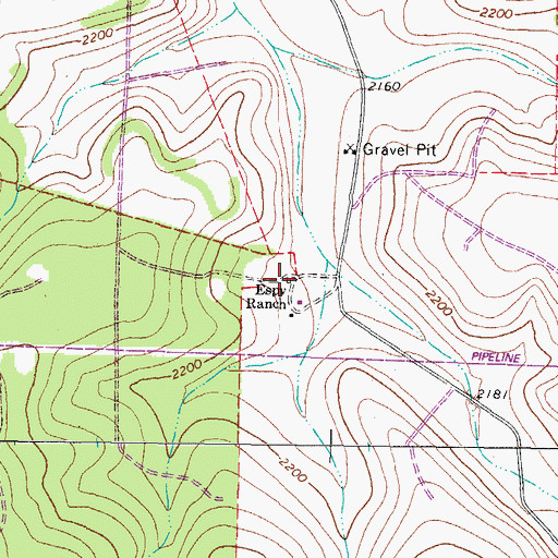 Topographic Map of Espy Ranch, TX