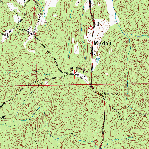 Topographic Map of Mount Moriah Cemetery, AL