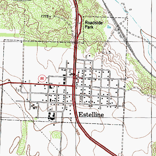 Topographic Map of Estelline, TX