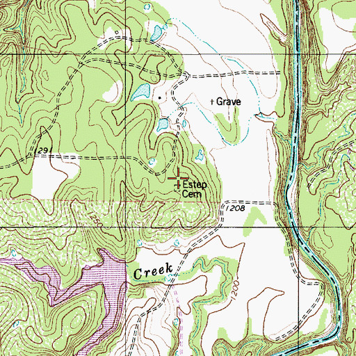 Topographic Map of Estep Cemetery, TX