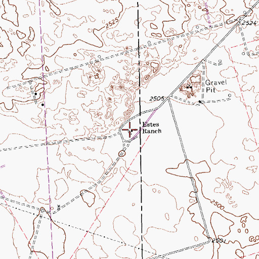 Topographic Map of Estes Ranch, TX