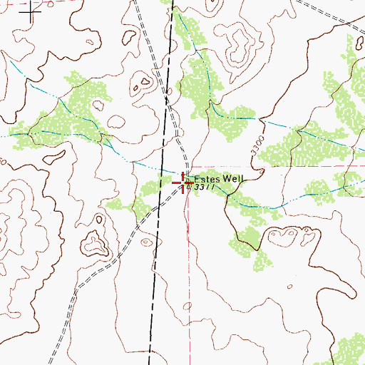 Topographic Map of Estes Well, TX