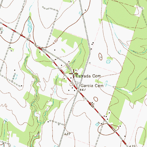 Topographic Map of Estrada Cemetery, TX