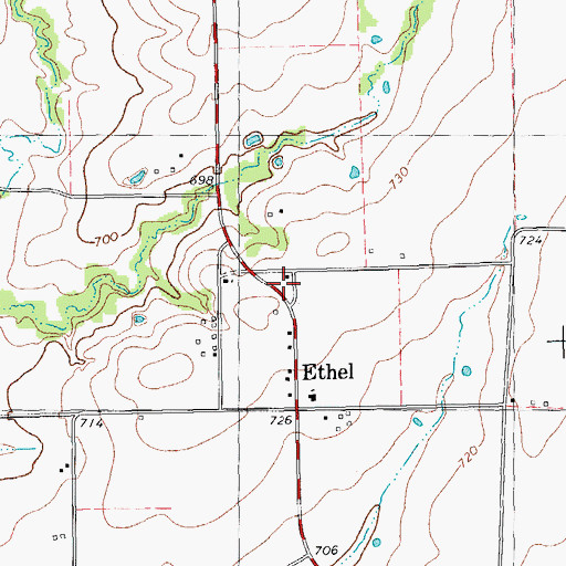Topographic Map of Ethel, TX