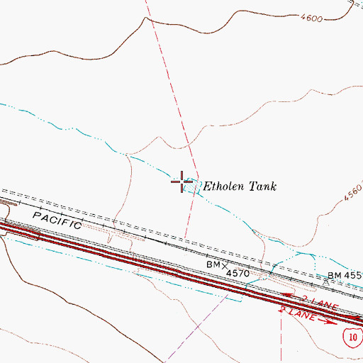 Topographic Map of Etholen Tank, TX