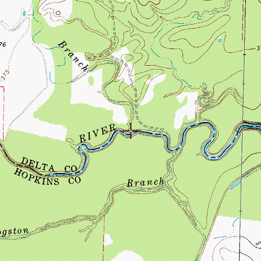 Topographic Map of Evans Branch, TX