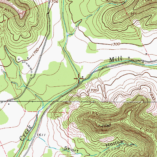 Topographic Map of Evans Creek, TX