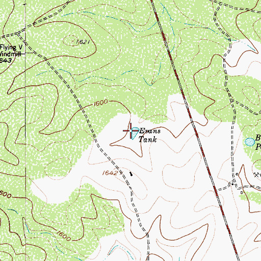 Topographic Map of Evans Tank, TX