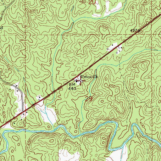 Topographic Map of New Union Cemetery, AL
