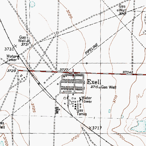 Topographic Map of Exell, TX