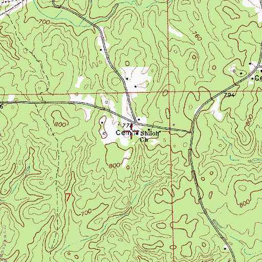 Topographic Map of New Shiloh Cemetery, AL