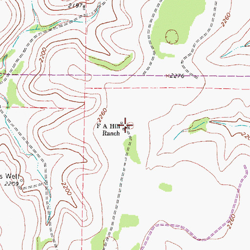 Topographic Map of F A Hill Ranch, TX