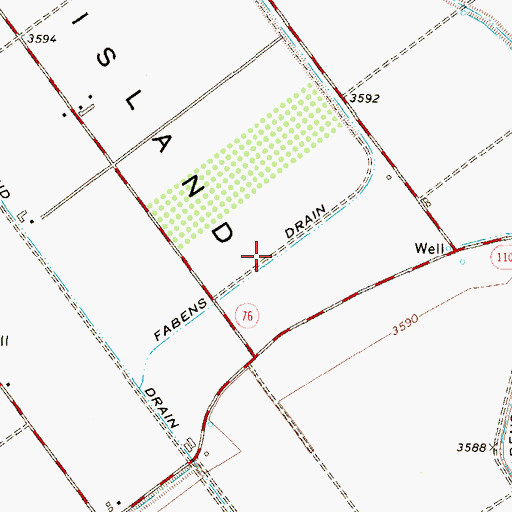 Topographic Map of Fabens Drain, TX