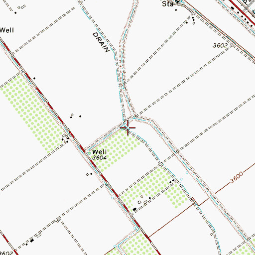 Topographic Map of Fabens Drain, TX