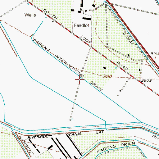 Topographic Map of Fabens Intercepting Drain, TX