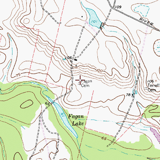 Topographic Map of Fagan Cemetery, TX
