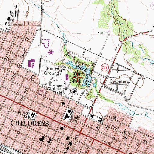 Topographic Map of Fair Park, TX