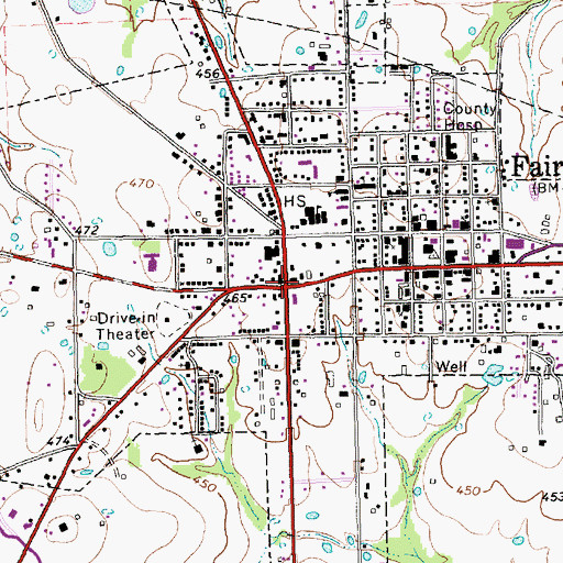 Topographic Map of Fairfield, TX