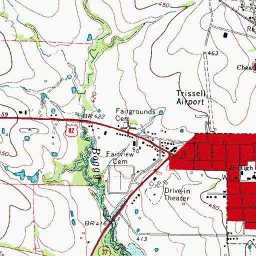 Topographic Map of Fairgrounds Cemetery, TX