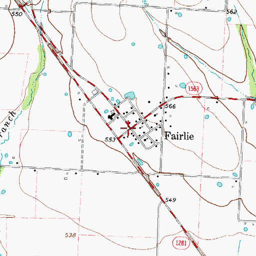 Topographic Map of Fairlie, TX