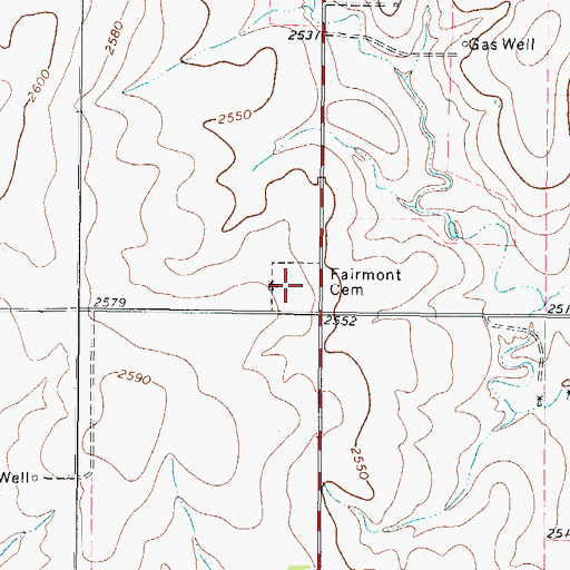Topographic Map of Fairmont Cemetery, TX