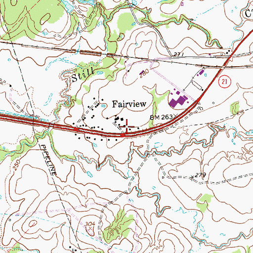 Topographic Map of Fairview, TX