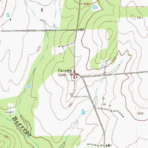 Topographic Map of Fairview Cemetery, TX