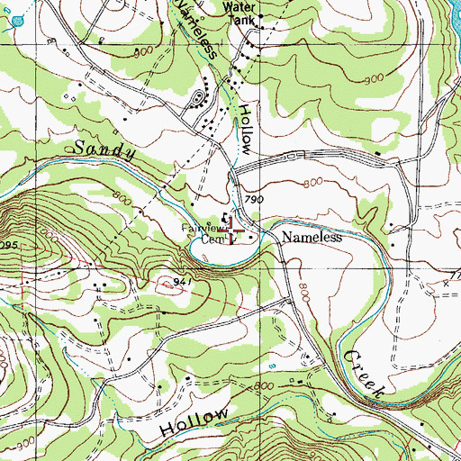 Topographic Map of Fairview Cemetery, TX