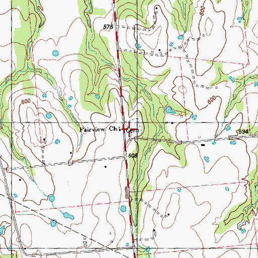Topographic Map of Fairview Cemetery, TX