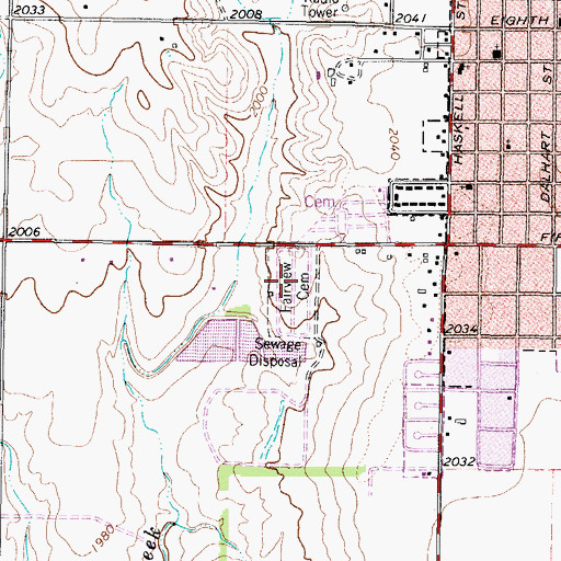Topographic Map of South Fairview Cemetery, TX
