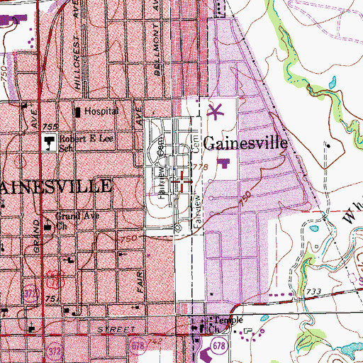 Topographic Map of Fairview Cemetery, TX
