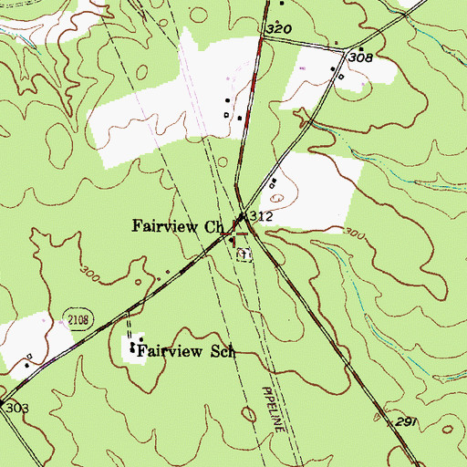 Topographic Map of Fairview Church, TX