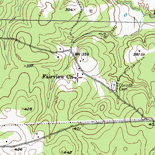 Topographic Map of Fairview Church, TX