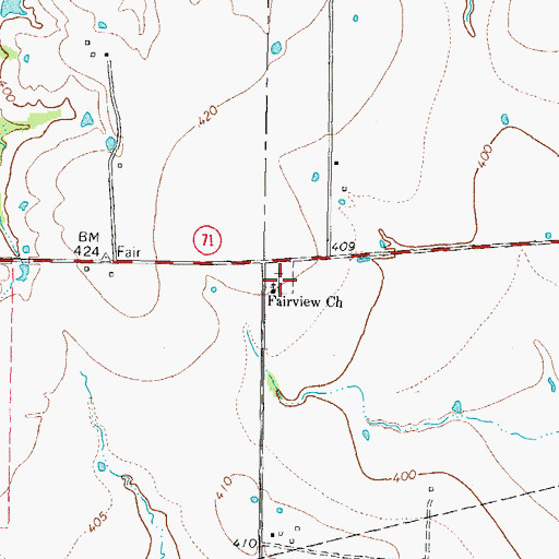 Topographic Map of Fairview Church, TX