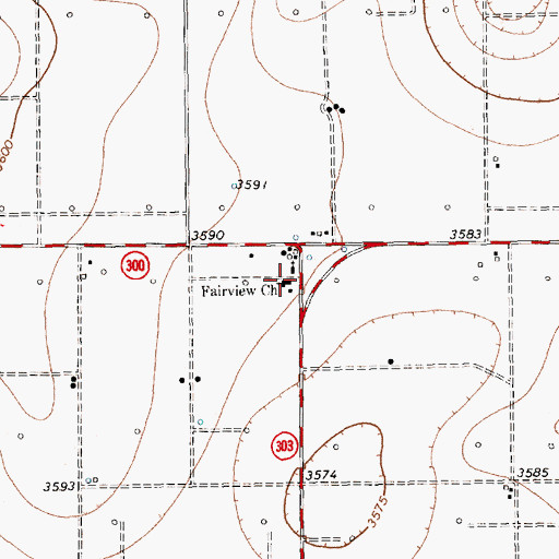 Topographic Map of Fairview Church, TX